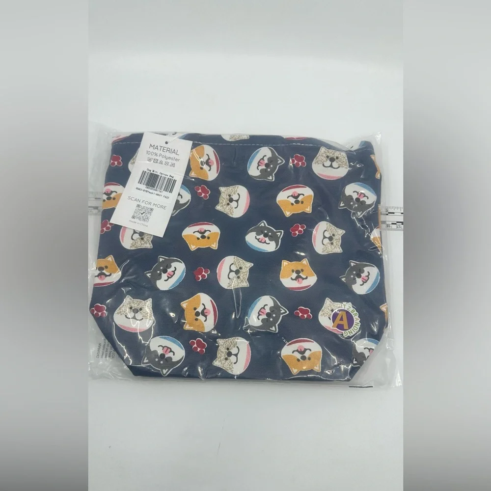 🆕 kawaii Navy Corgi 🐶 Dog Canvas Tote Bag, 9” Width